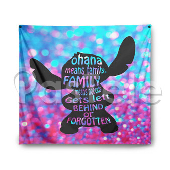 stitch ohana means family Custom Printed Silk Fabric Tapestry Indoor Wall Decor Hanging Home Art Decorative Wall Painting