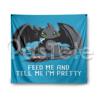 Toothless Custom Printed Silk Fabric Tapestry Indoor Wall Decor Hanging Home Art Decorative Wall Painting