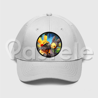 pikachu and toothless Custom Unisex Twill Hat Embroidered Cap Black White