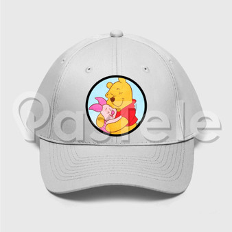 Pooh and Piglet Custom Unisex Twill Hat Embroidered Cap Black White