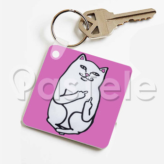 Nermal Cat Custom Personalized Art Keychain Key Ring Jewelry Necklaces Pendant Two Sides