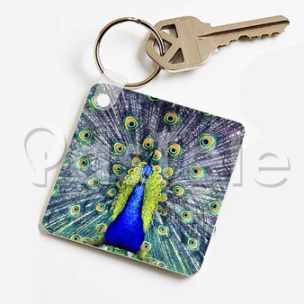 peacock Custom Personalized Art Keychain Key Ring Jewelry Necklaces Pendant Two Sides