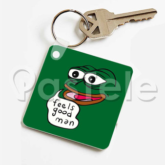 Pepe Feels Good Man Custom Personalized Art Keychain Key Ring Jewelry Necklaces Pendant Two Sides