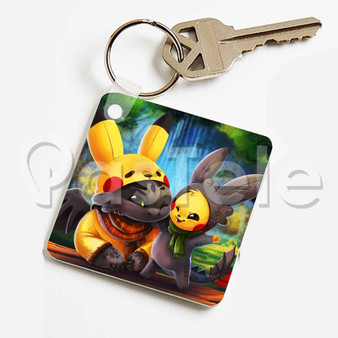 pikachu and toothless Custom Personalized Art Keychain Key Ring Jewelry Necklaces Pendant Two Sides