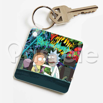 Rick and Morty Custom Personalized Art Keychain Key Ring Jewelry Necklaces Pendant Two Sides
