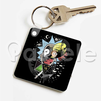 RIck and Morty 2 Custom Personalized Art Keychain Key Ring Jewelry Necklaces Pendant Two Sides