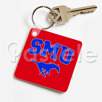 SMU Mustangs Custom Personalized Art Keychain Key Ring Jewelry Necklaces Pendant Two Sides