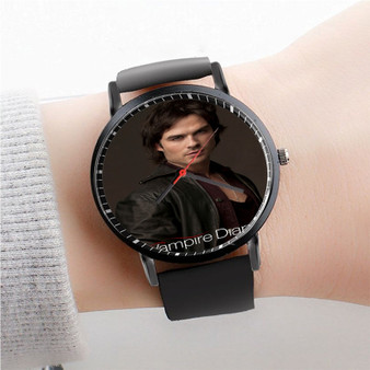 Pastele Damon Salvatore Vampire Diaries Watch Custom New Unisex Black Quartz Watch Premium Gift Box Watches