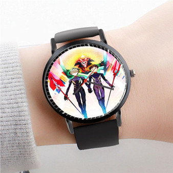 Pastele Neon Genesis Evangelion Shinji and Kaworu Watch Custom Unisex Black Quartz Watch Premium Gift Box Watches