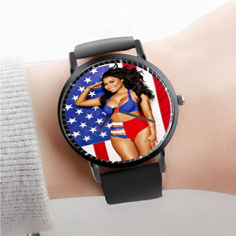 Pastele Nicki Minaj Flag Watch Custom Unisex Black Quartz Watch Premium Gift Box Watches