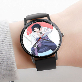 Pastele Sasuke Uchiha Naruto Watch Custom Unisex Black Quartz Watch Premium Gift Box Watches