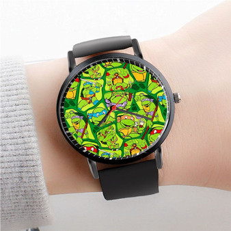 Pastele Teenage Mutant Ninja Turtles Watch Custom Unisex Black Quartz Watch Premium Gift Box Watches