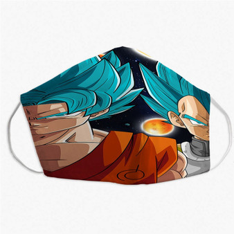 Pastele Goku Vegeta Super Saiyan Blue Dragon Ball Super Custom Fabric Face Mask Polyester Two Layers Cloth Washable Non-Surgical Protective Face Mask