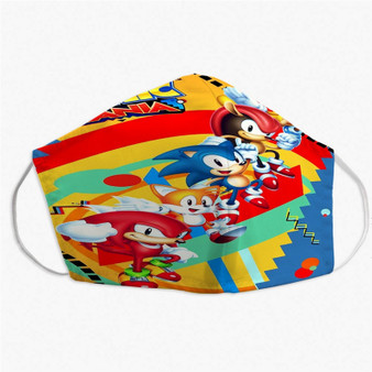 Pastele Sonic Mania Plus Custom Fabric Face Mask Polyester Two Layers Cloth Washable Non-Surgical Protective Face Mask
