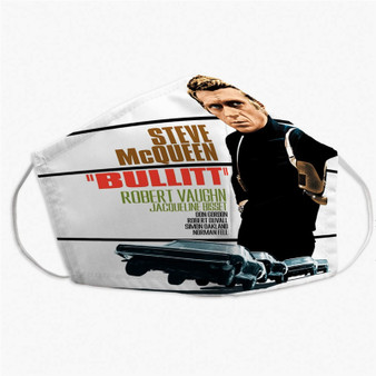 Pastele Steve Mc Queen Bullitt Ford Mustang Custom Fabric Face Mask Polyester Two Layers Cloth Washable Non-Surgical Protective Face Mask