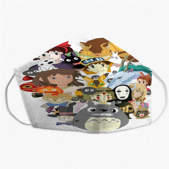 Pastele Studio Ghibli Art Custom Fabric Face Mask Polyester Two Layers Cloth Washable Non-Surgical Protective Face Mask