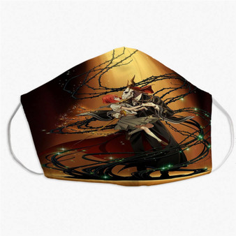 Pastele The Ancient Magus Bride Custom Fabric Face Mask Polyester Two Layers Cloth Washable Non-Surgical Protective Face Mask