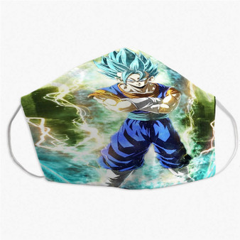 Pastele Vegito Super Saiyan Blue Dragon Ball Super Custom Fabric Face Mask Polyester Two Layers Cloth Washable Non-Surgical Protective Face Mask