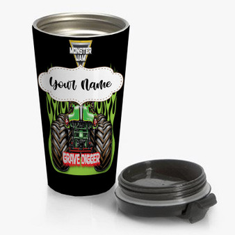 Pastele Grave Digger Monster Truck Custom Personalized Name Steinless Steel Travel Mug