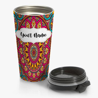 Pastele Mandala Custom Personalized Name Steinless Steel Travel Mug