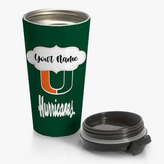 Pastele Miami Hurricanes Custom Personalized Name Steinless Steel Travel Mug