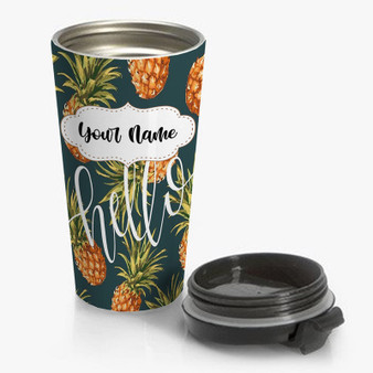 Pastele pineapple hello Custom Personalized Name Steinless Steel Travel Mug