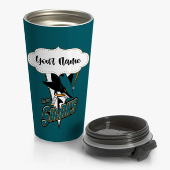 Pastele San Jose Sharks NHL Custom Personalized Name Steinless Steel Travel Mug