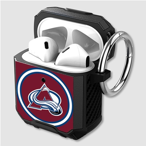 Pastele Colorado Avalanche NHL Custom Personalized Airpods Case Shockproof Cover The Best Smart Protective Cover With Ring AirPods Gen 1 2 3 Pro Black Pink Colors