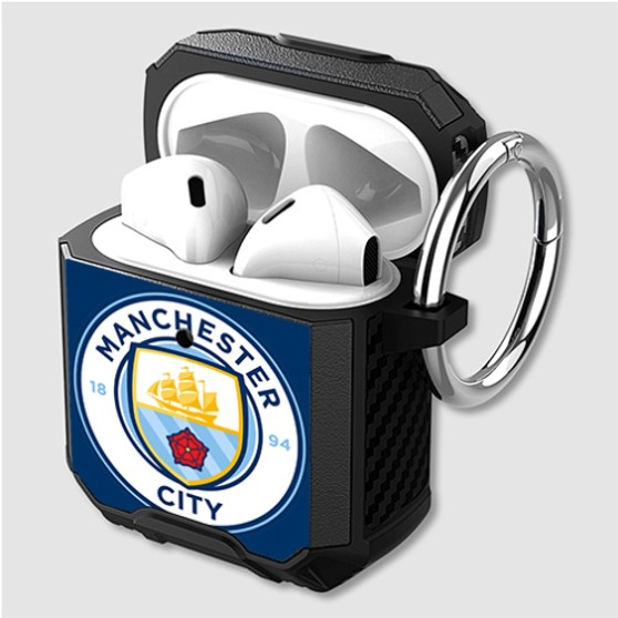 Pastele Manchester City FC Custom Personalized Airpods Case Shockproof Cover The Best Smart Protective Cover With Ring AirPods Gen 1 2 3 Pro Black Pink Colors
