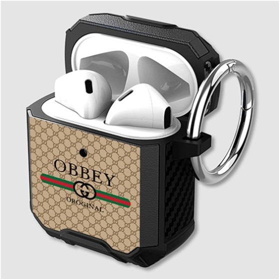 Pastele Obey Gucci Original Custom Personalized Airpods Case Shockproof Cover The Best Smart Protective Cover With Ring AirPods Gen 1 2 3 Pro Black Pink Colors