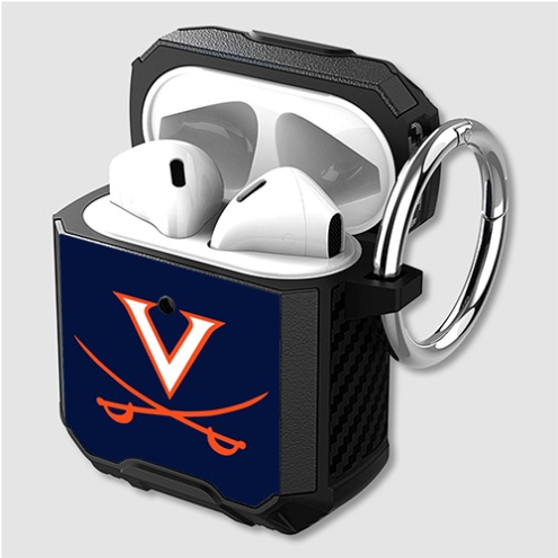 Pastele Virginia Cavaliers Art Custom Personalized Airpods Case Shockproof Cover The Best Smart Protective Cover With Ring AirPods Gen 1 2 3 Pro Black Pink Colors