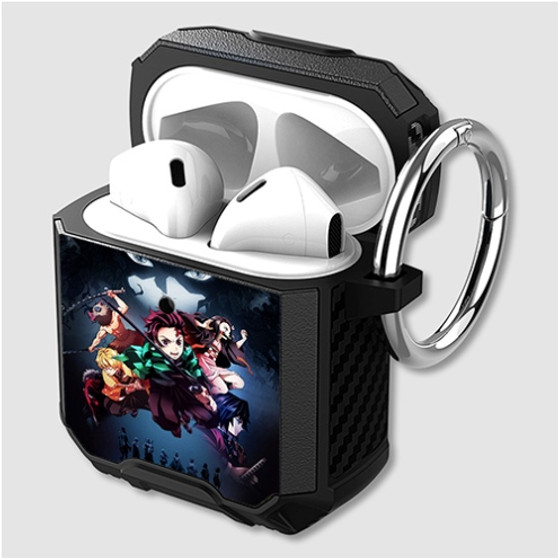 Pastele Demon Slayer Kimetsu no Yaiba Custom Personalized Airpods Case Shockproof Cover The Best Smart Protective Cover With Ring AirPods Gen 1 2 3 Pro Black Pink Colors