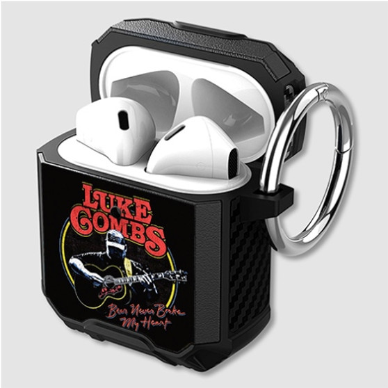 Pastele Luke Combs Beer Never Broke My Heart Custom Personalized Airpods Case Shockproof Cover The Best Smart Protective Cover With Ring AirPods Gen 1 2 3 Pro Black Pink Colors