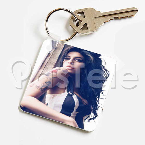 Amy Winehouse Custom Keychain Key Ring Jewelry Necklaces Pendant Two Sides
