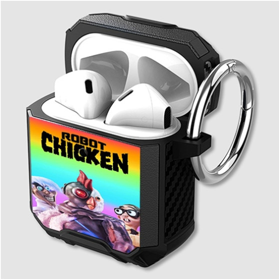 Pastele Robot Chicken Custom Personalized Airpods Case Shockproof Cover The Best Smart Protective Cover With Ring AirPods Gen 1 2 3 Pro Black Pink Colors