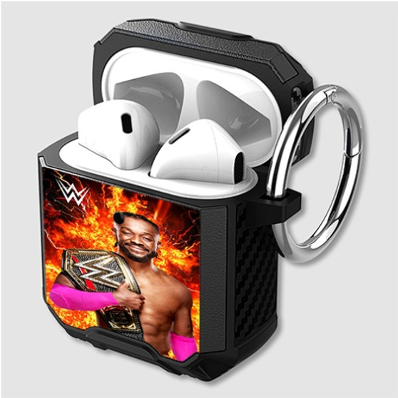 Pastele Kofi Kingston WWE Custom Personalized Airpods Case Shockproof Cover The Best Smart Protective Cover With Ring AirPods Gen 1 2 3 Pro Black Pink Colors