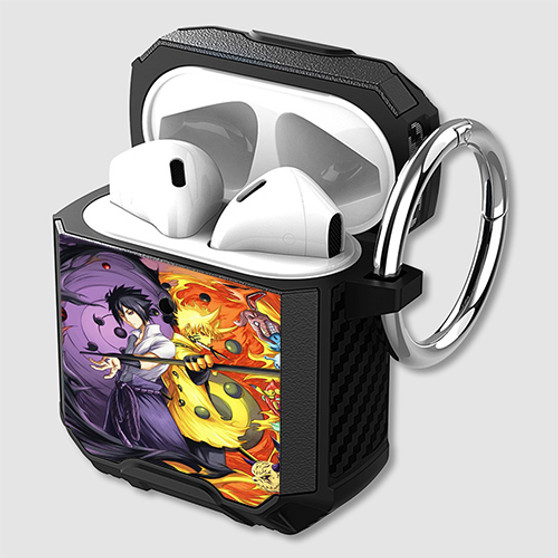 Pastele Sasuke Uchiha vs Naruto Uzumaki 2 Custom Personalized Airpods Case Shockproof Cover The Best Smart Protective Cover With Ring AirPods Gen 1 2 3 Pro Black Pink Colors