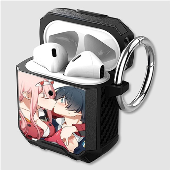 Pastele Zero Two and Hiro Kiss Custom Personalized Airpods Case Shockproof Cover The Best Smart Protective Cover With Ring AirPods Gen 1 2 3 Pro Black Pink Colors