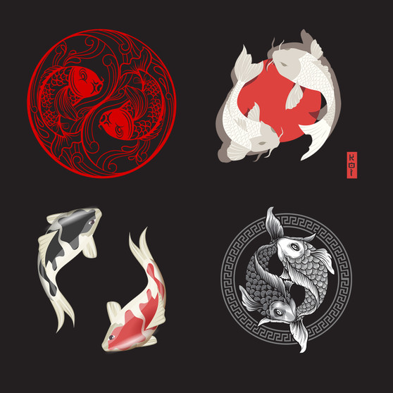 Pastele Yin Yang Koi Fish Instant Digital Download CLipart PNG EPS File 300 Dpi Printable Editable Artwork Vector  Clip Art Decoration Wall Decor Wallpaper Art T-Shirt Clothing Paper Print Stickers Embroidery Invitation Greeting Card