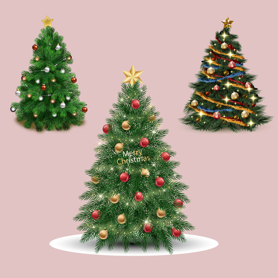 Pastele Christmas Tree Set of Clipart Collection Printable Editable Digital Download PNG EPS File 300 Dpi Clip Art for Paper Products Invitations Greeting Card Stickers Embroidery Clothing Commercial and Personal Use