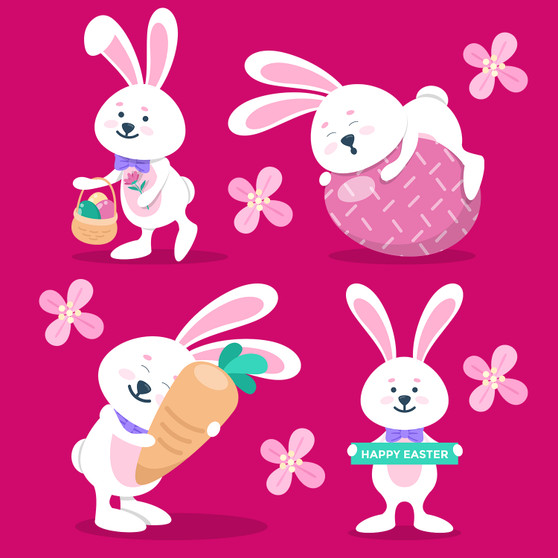 Pastele Happy Easter Bunnies Clipart Digital Download Printable File Editable Artwork Instant Download PNG EPS File 300 Dpi Paper Products Invitations Greeting Card Stickers Birthday Clothing Stationary Scrapbooking