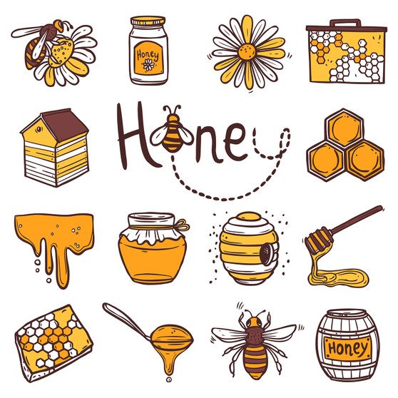 Pastele Honey Icon Sets Set of Clipart Collection Printable Editable Digital Download PNG EPS File 300 Dpi Clip Art for Paper Products Invitations Greeting Card Stickers Embroidery Clothing Commercial and Personal Use