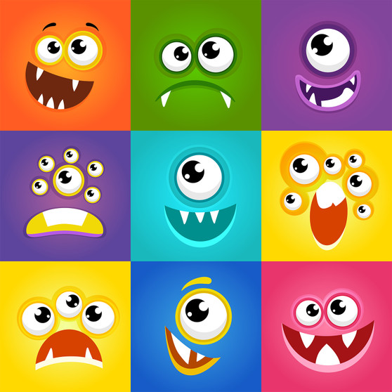 Pastele Monster Inc Faces Megabundle Clipart Instant Digital Download Printable Editable Vector Clipart Decoration Greeting Card Wall Decor Stickers Label Party Supplies Poster T-Shirt Clothing Embroidery Birthday