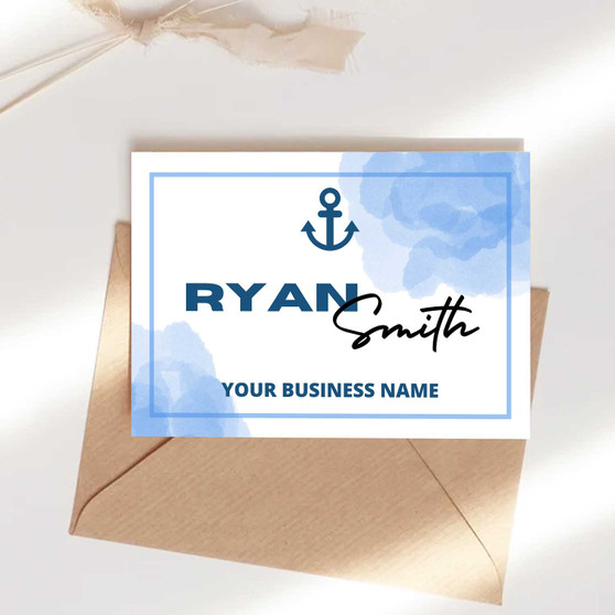 Pastele Blue Watercolor Anchor Business Card Name Card Template Editable in Canva Printable ID Card for Business Online Store Cards Custom Design Company Card Personal Name Card Menu Pricing Guide Decor Price List Instant Digital Download