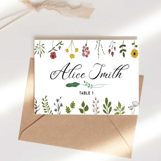 Pastele Floral Frame Name Card Template Editable in Canva for Support Your Business Printable Instant Digital Download Proposal Card Minimalist Design ID Card Birtday Greeting Place Card Custom Self Editing Card Name