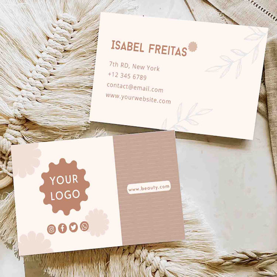 Pastele Soft Pastel Brown Name Card Editable in Canva Printable for Support Your Business Instant Digital Download Online Store Company Photo Studio Food Vloger Wedding Organizer Planner Architect Custom Personal ID Card