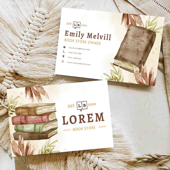 Pastele Watercolor Book Club Name Card Template Editable in Canva for Support Your Business Printable Instant Digital Download Proposal Card Minimalist Design ID Card Birtday Greeting Place Card Custom Self Editing Card Name