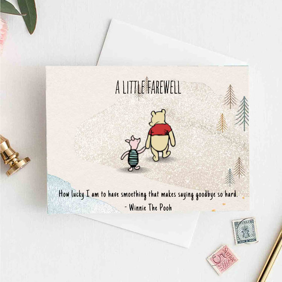 Pastele A Little Farewell Winnie The Pooh Greeting Card High Resolution Images Template Editable in Canva Custom Text Greeting Card Name Card Birthday Wedding Bridesmaid Graduation New Born Parcel Gift Card Qoutes Card Printable File Digital Download