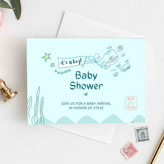 Pastele Baby Shower Boy Greeting Card High Resolution Images Template Editable in Canva Custom Text Greeting Card Name Card Birthday Wedding Bridesmaid Graduation New Born Parcel Gift Card Qoutes Card Printable File Digital Download