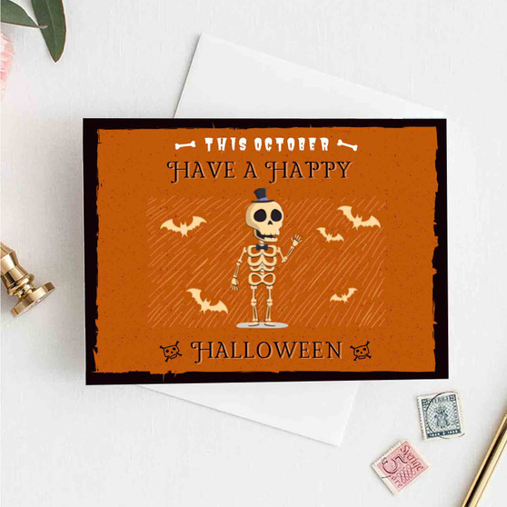 Pastele Have a Happy Halloween Custom Personalized Greeting Card Digital Download File Template Editable in Canva Message Card Custom Text Easy Self Editing Girlfriend Boyfriend Happy Birtday Wedding New Born Graduation Gift Printable Greeting Card
